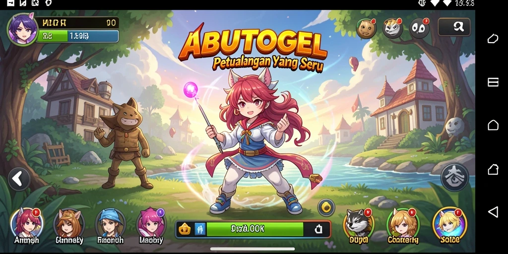 Tampilan menakjubkan dari gameplay ABUTOGEL yang penuh warna.