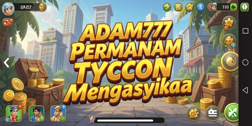 Screenshot gameplay ADAM77 menampilkan pengelolaan bisnis yang dinamis.