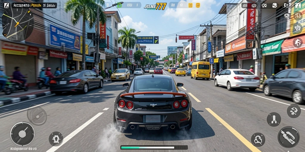 Gameplay balap mendebarkan di JELAS777 dengan mobil tercepat.