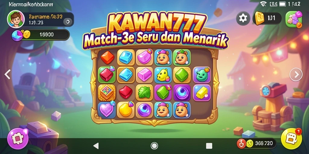 Tampilan menarik dari gameplay KAWAN777 dalam mode Match-3.
