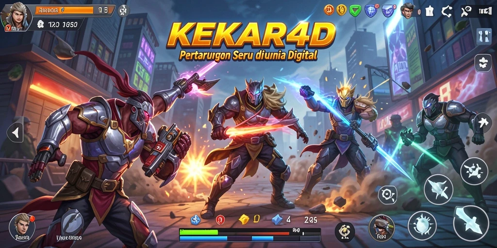 Screenshot utama menampilkan aksi pertarungan seru di KEKAR4D.
