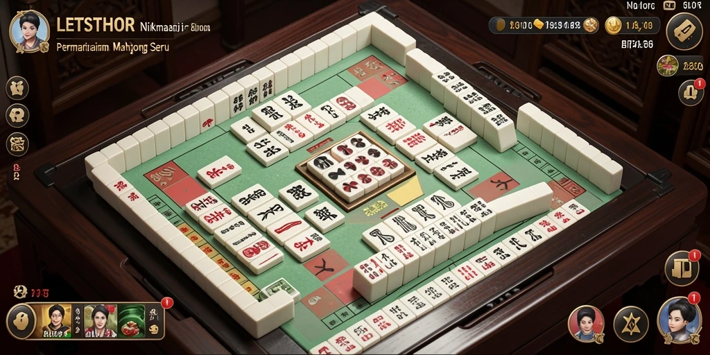 Tampilan gameplay menarik dari LETSTHOR dalam bermain Mahjong.