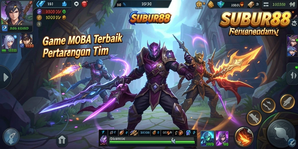 Tangkapan layar utama yang menunjukkan aksi seru dalam gameplay MOBA.