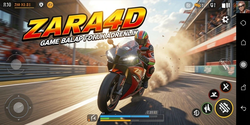 Tampilan gameplay ZARA4D dengan balapan motor yang menegangkan dan grafis menawan.